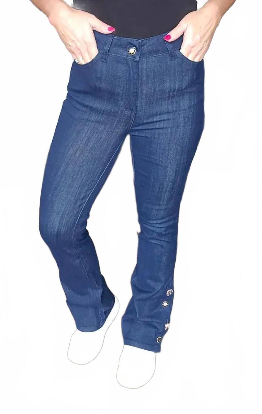 NEW CHARLIE B women's gem buttons jeans in blue / black